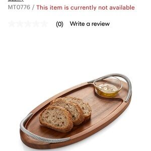 Wooden Serving Tray with Silver Handles Nambe